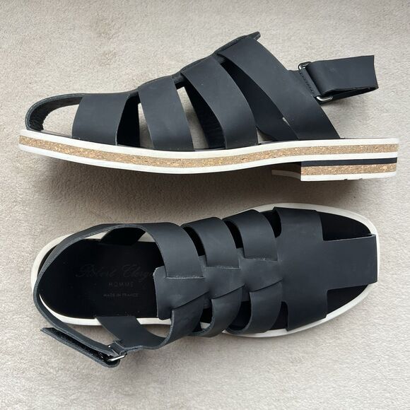 NEW Robert Clergerie Bruce Black Nubuck Leather Sandals Men EU‎ 42 US 9 Casual